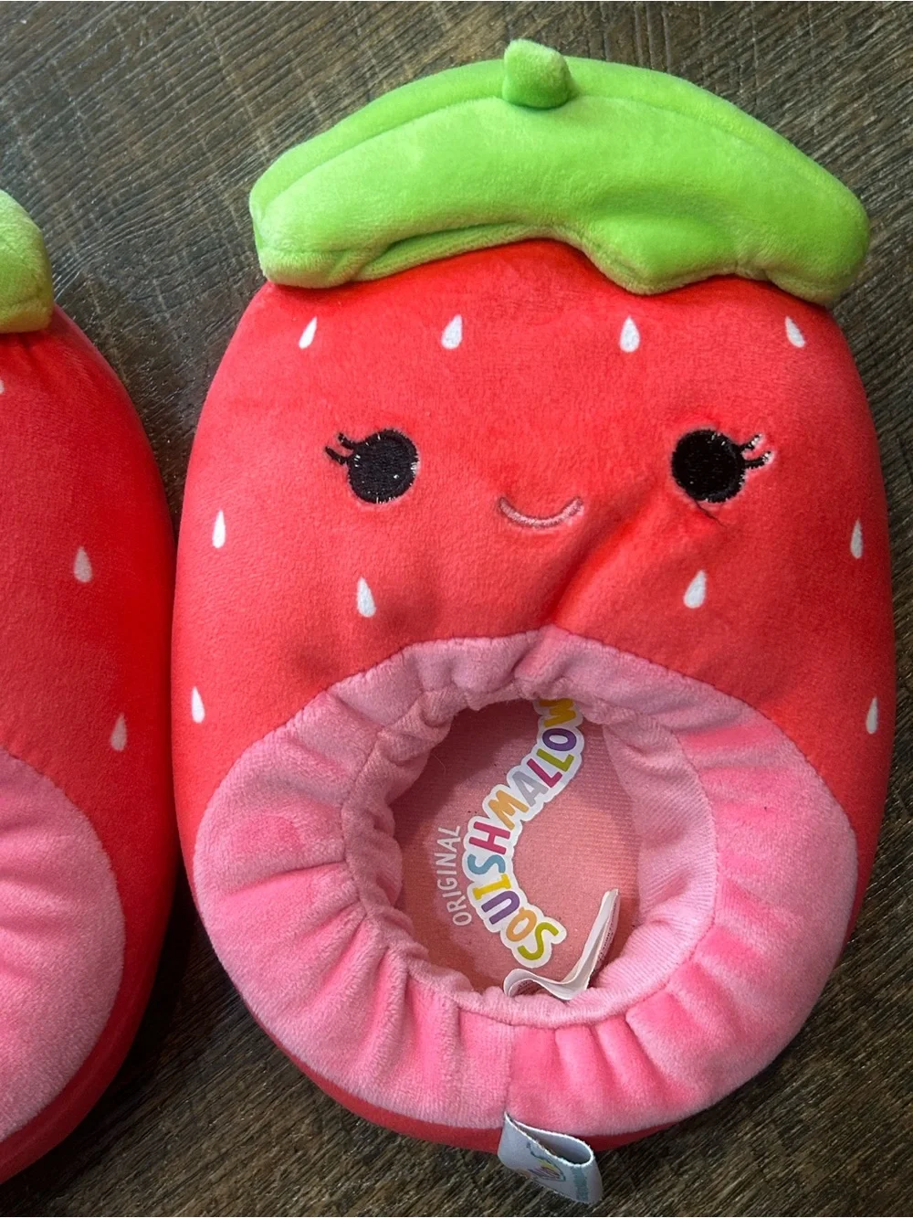 Squishmallows Strawberry Red and Green Kids Slippers